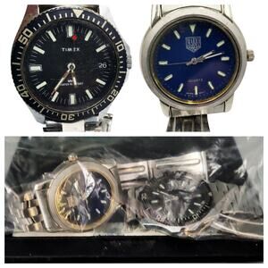 MIXED LOT TIMEX Dive Watch & MARIO CARRERA Watch Stainless Steel Water Resistant